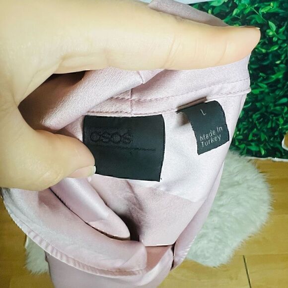 ASOS pink blush pajama satin style top size L - Picture 9 of 12